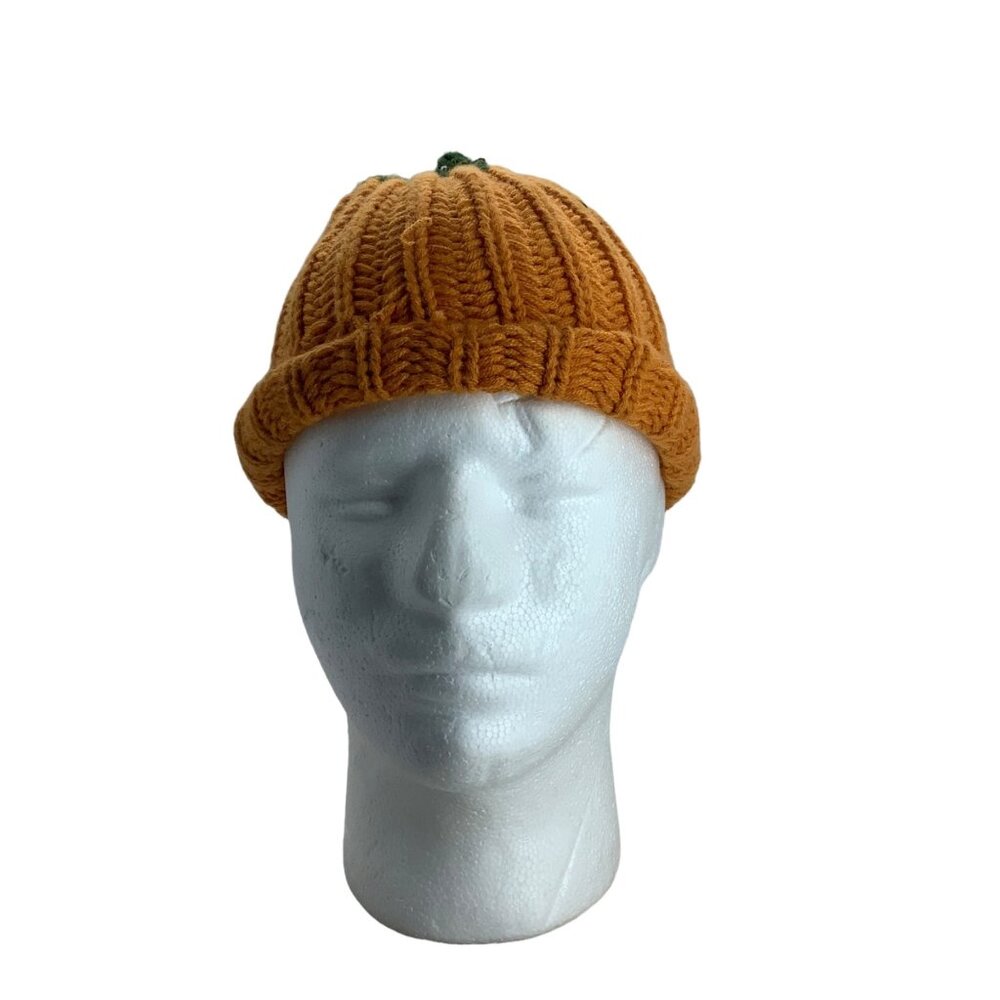 Mud Pie Infant Cutest Pumpkin in the Patch Knit Beanie Hat Orange Green Fall
